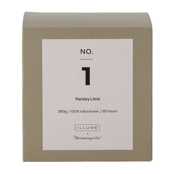 NO. 1 Parsley Lime -tuoksukynttilä, 390 g + Lahjarasia Illume x Bloomingville