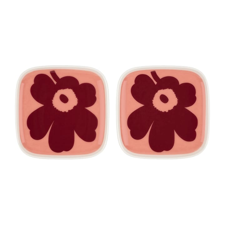 Unikko lautanen 10x10 cm 2-pakkaus, valkoinen-rosa-punainen Marimekko