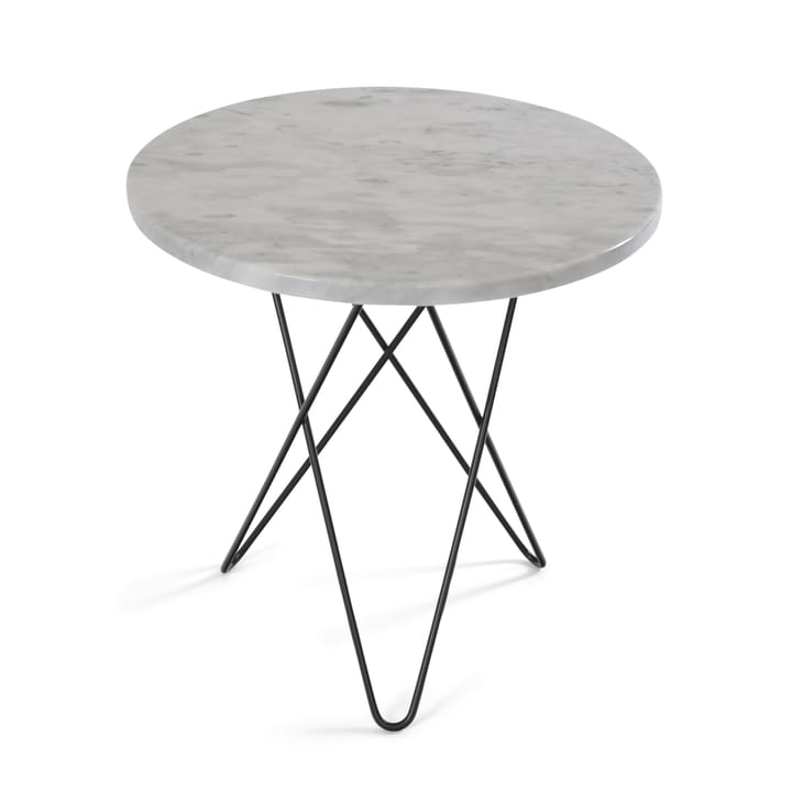 Mini O sivupöytä Ø40 H37, musta jalusta - valkoinen marmori - OX Denmarq