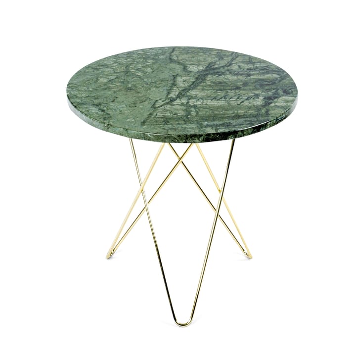 Tall mini O sivupöytä Ø50 K50, messinkijaloilla, vihreä marmori OX Denmarq
