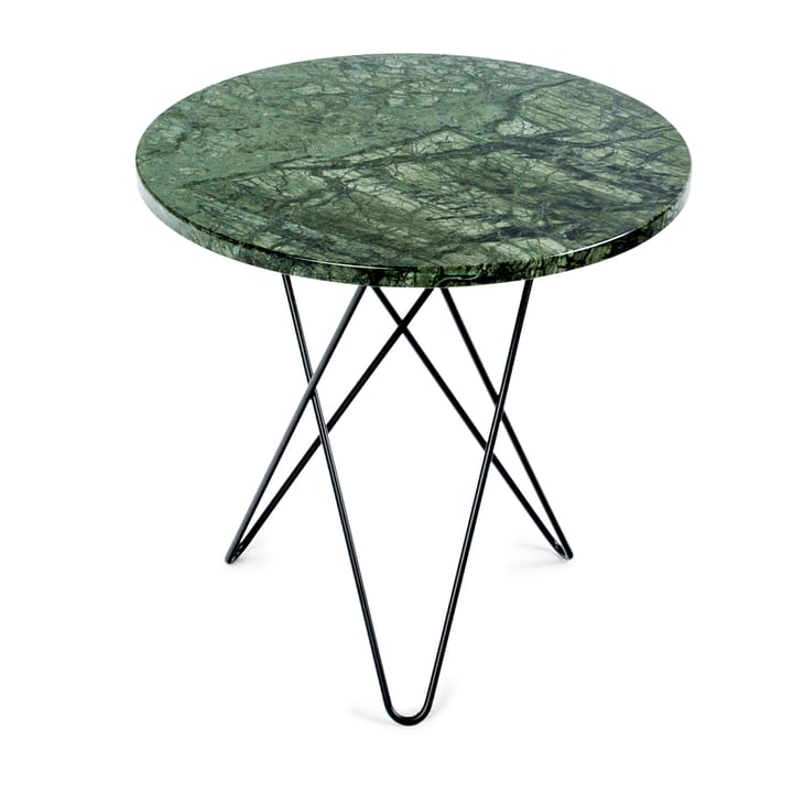 Tall mini O sivupöytä Ø50 K50, musta jalusta, vihreä marmori OX Denmarq