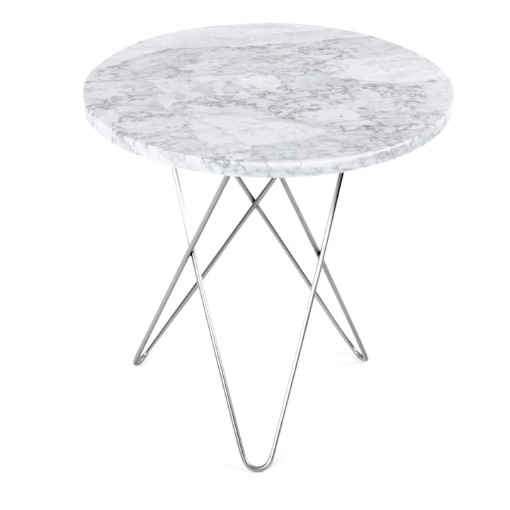Tall mini O sivupöytä Ø50 K50, ruostumattomilla teräsjaloilla, valkoinen marmori OX Denmarq