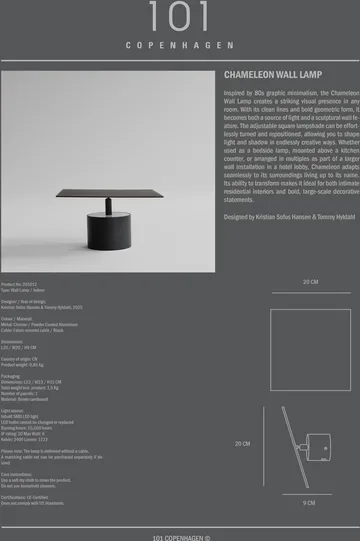 Chameleon seinälamppu - Poltettu musta - 101 Copenhagen