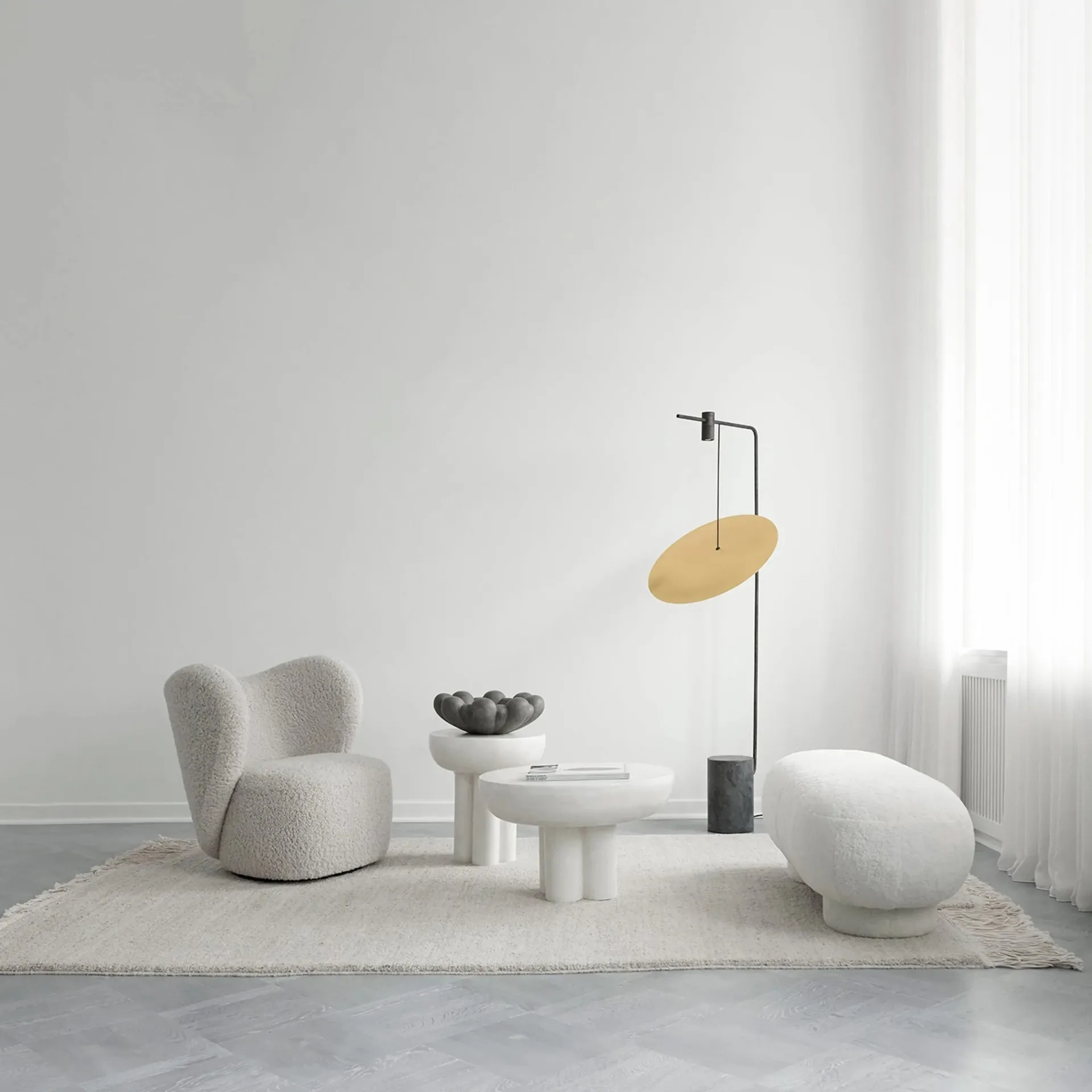 Crown sivupöytä tall Ø 45 cm, Bone white 101 Copenhagen