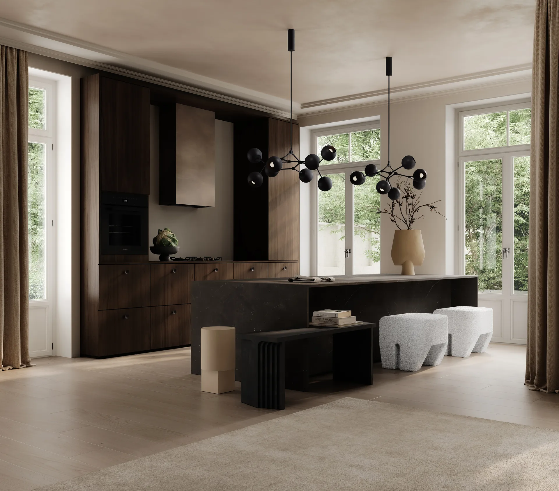 Drop Chandelier Globe kattokruunu mini, Burned black 101 Copenhagen