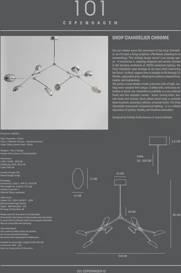 Drop Chandelier -kattokruunu - Krom - 101 Copenhagen