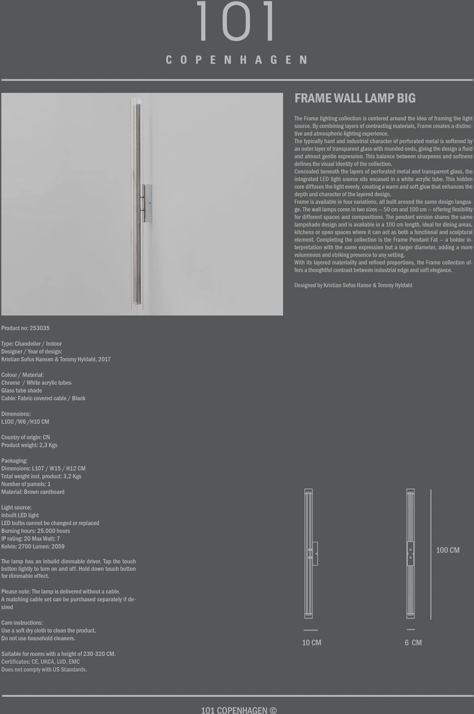 Frame seinälamppu big, Kromi 101 Copenhagen