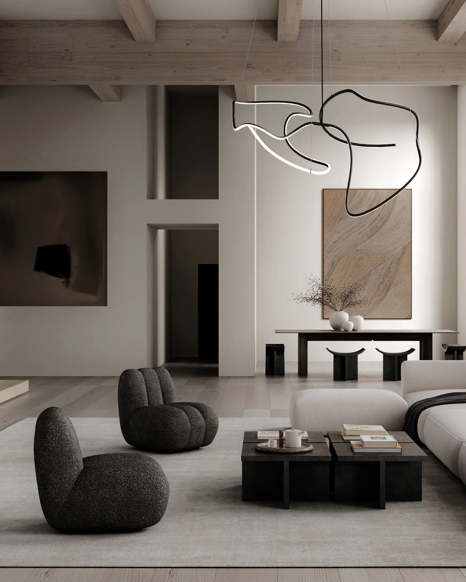 Ghost Chandelier big kattolamppu, Burned black 101 Copenhagen