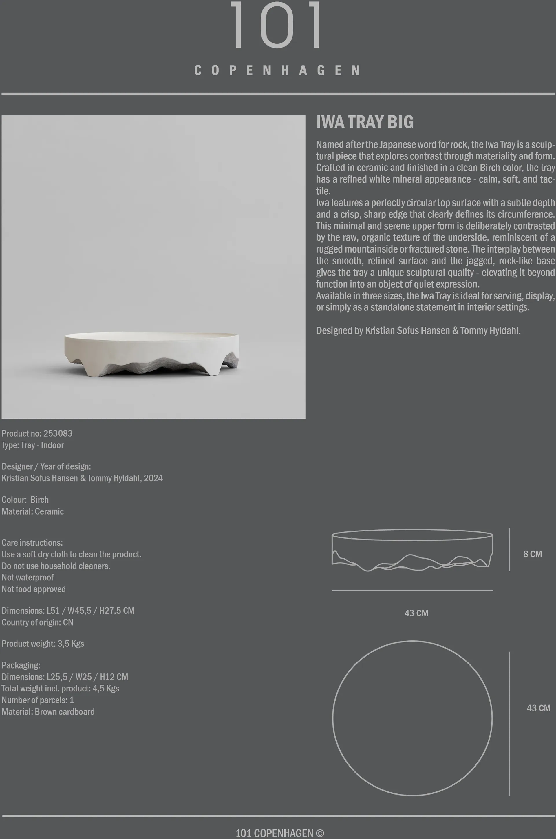 Iwa koristelautanen, Koivu, Ø43 101 Copenhagen