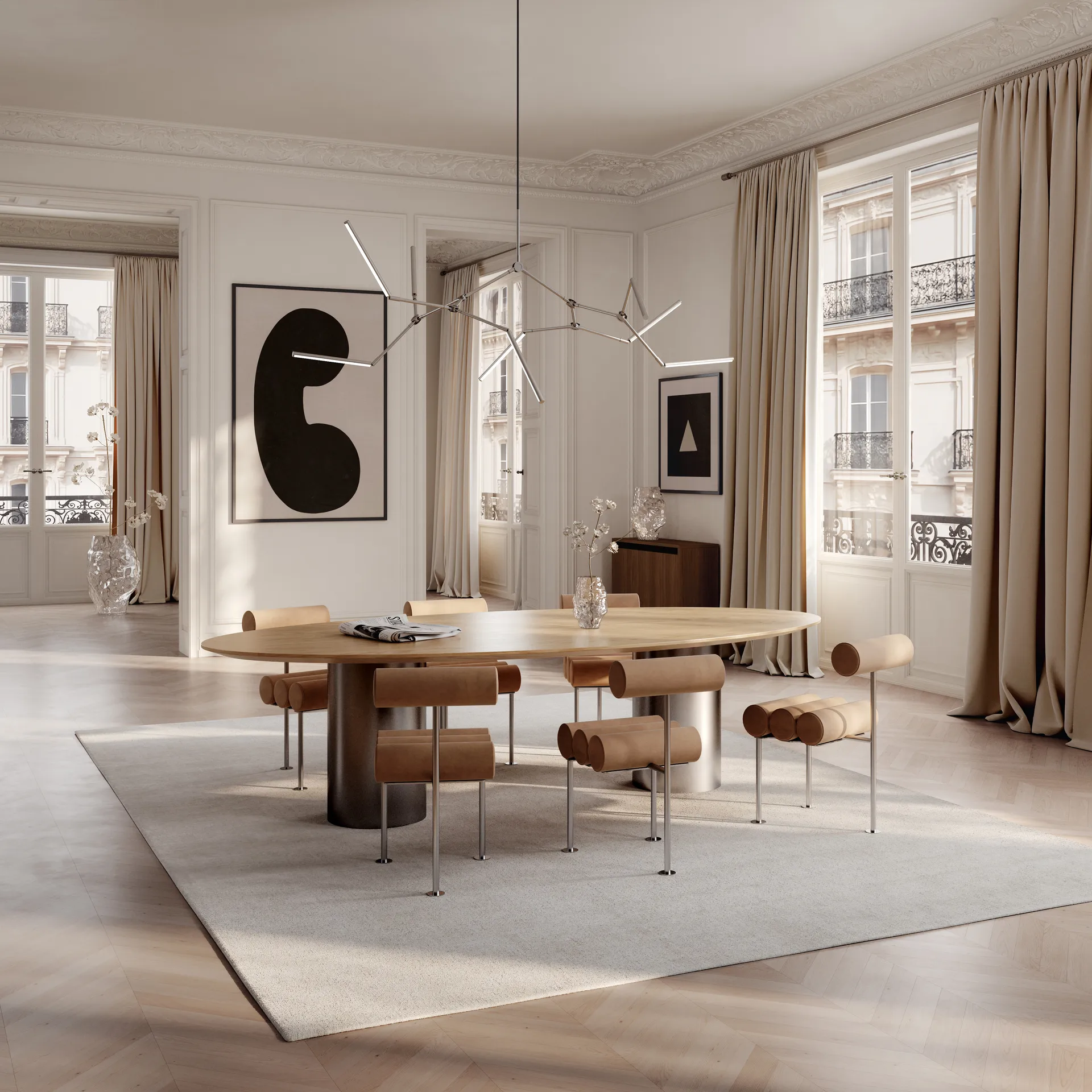 Stick chandelier -kattokruunu, Kromi 101 Copenhagen