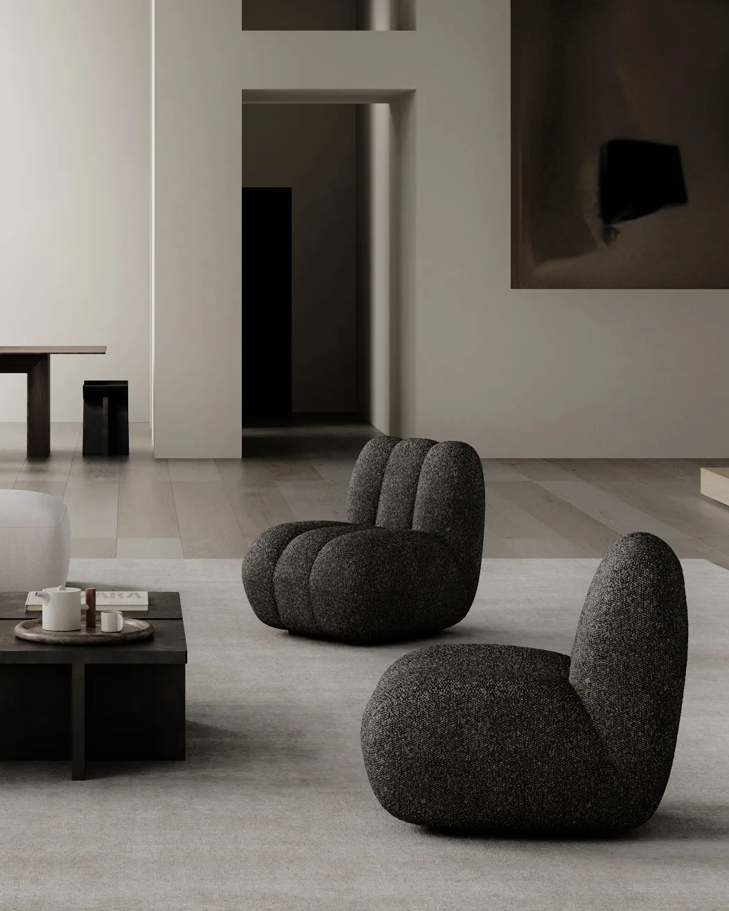 Toe lounge-nojatuoli bouclé, Deep taupe 101 Copenhagen