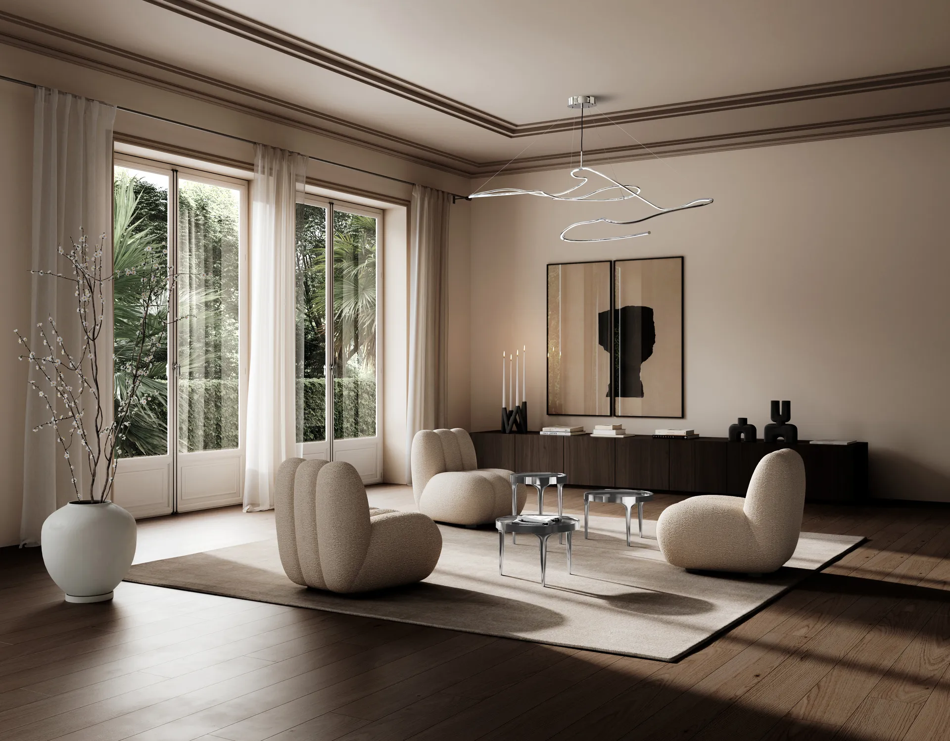 Toe lounge-nojatuoli bouclé, Smoked sand. 101 Copenhagen