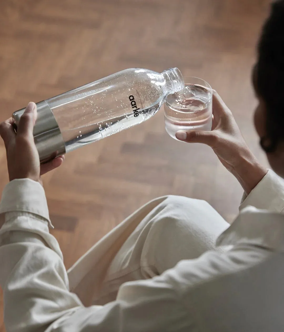 Aarke PET vesipullo 1 L 2 kpl, Kirkas-ruostumaton teräs Aarke