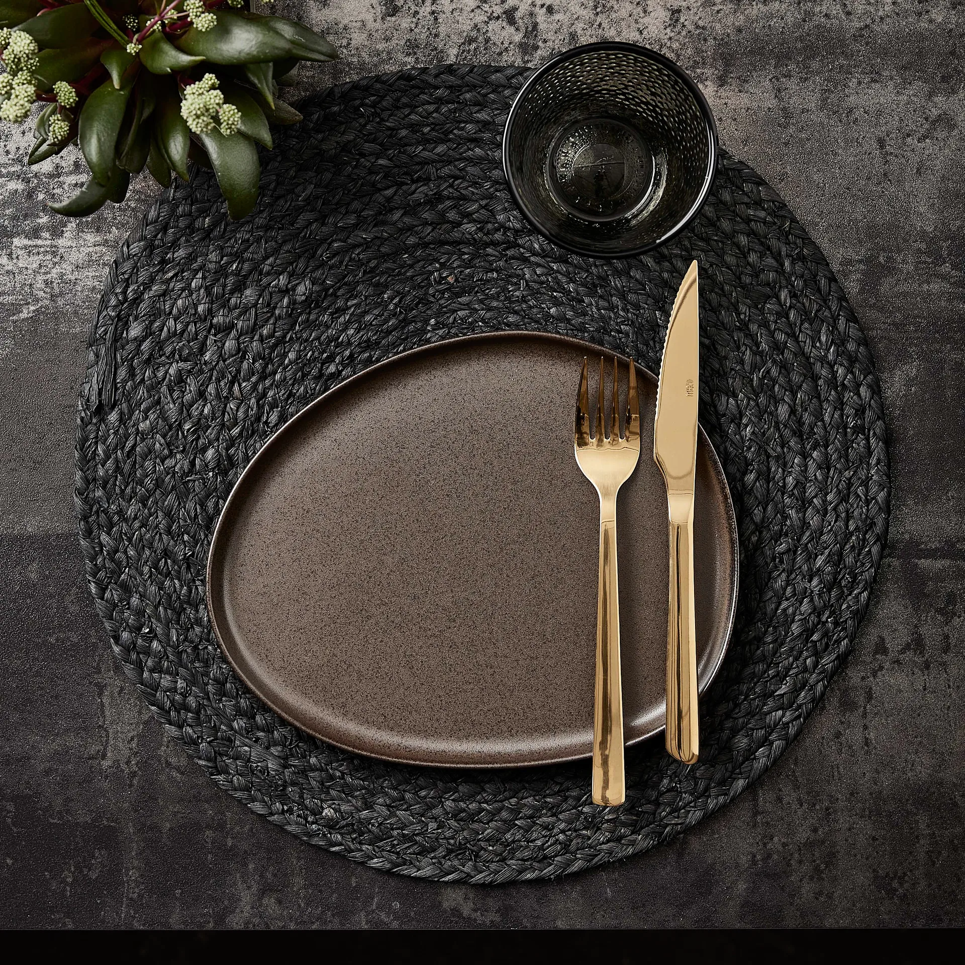 Raw Organic -lounaslautanen 24 x 21 cm, Metallic Brown Aida