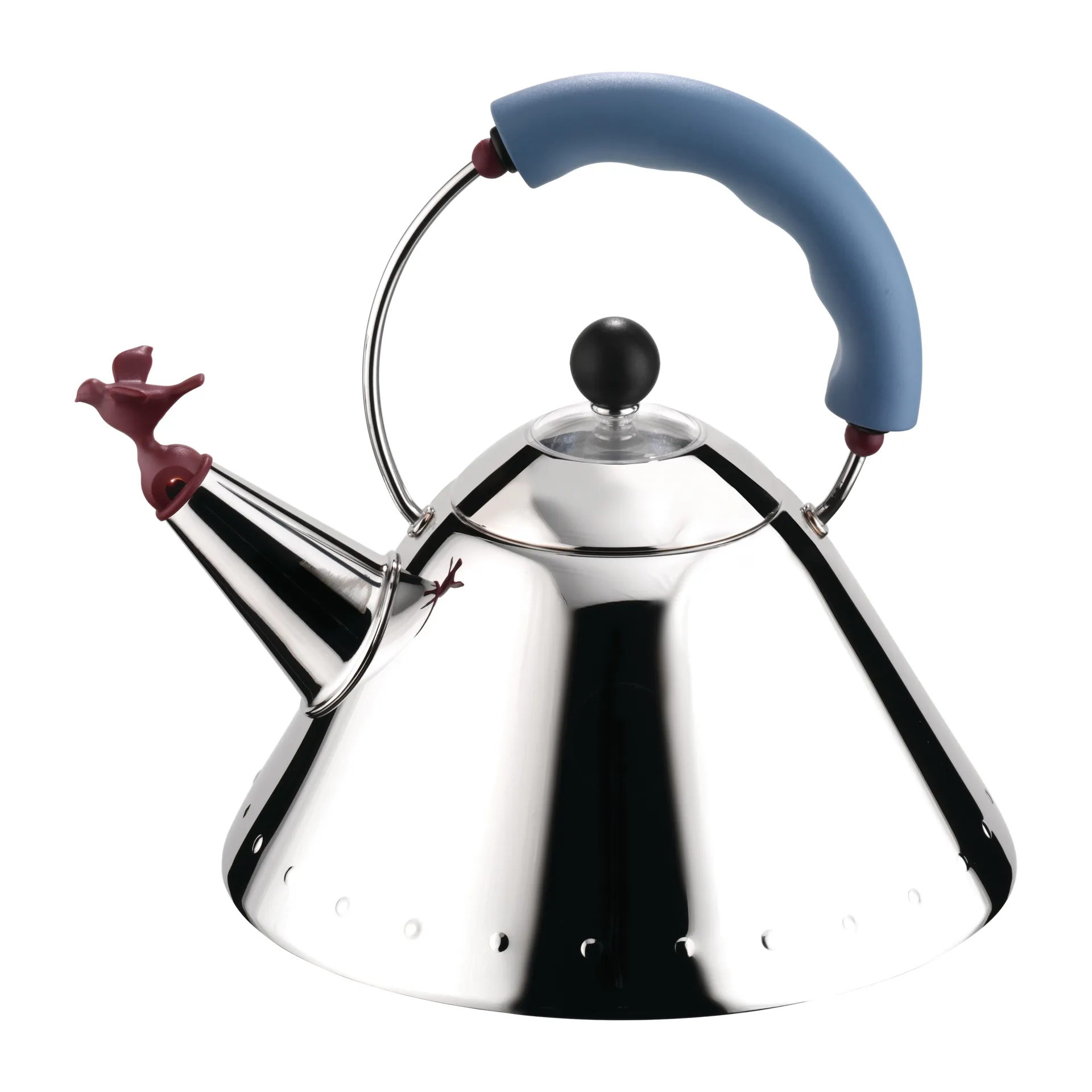 Alessi 9093 -vedenkeitin, Vaaleansininen-lintu Alessi