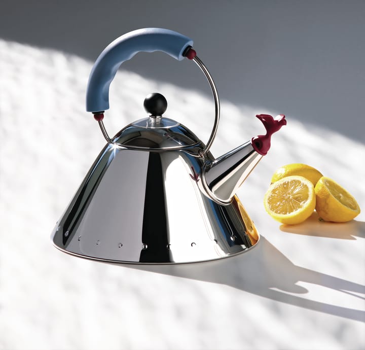 Alessi 9093 -vedenkeitin, Vaaleansininen-lintu Alessi