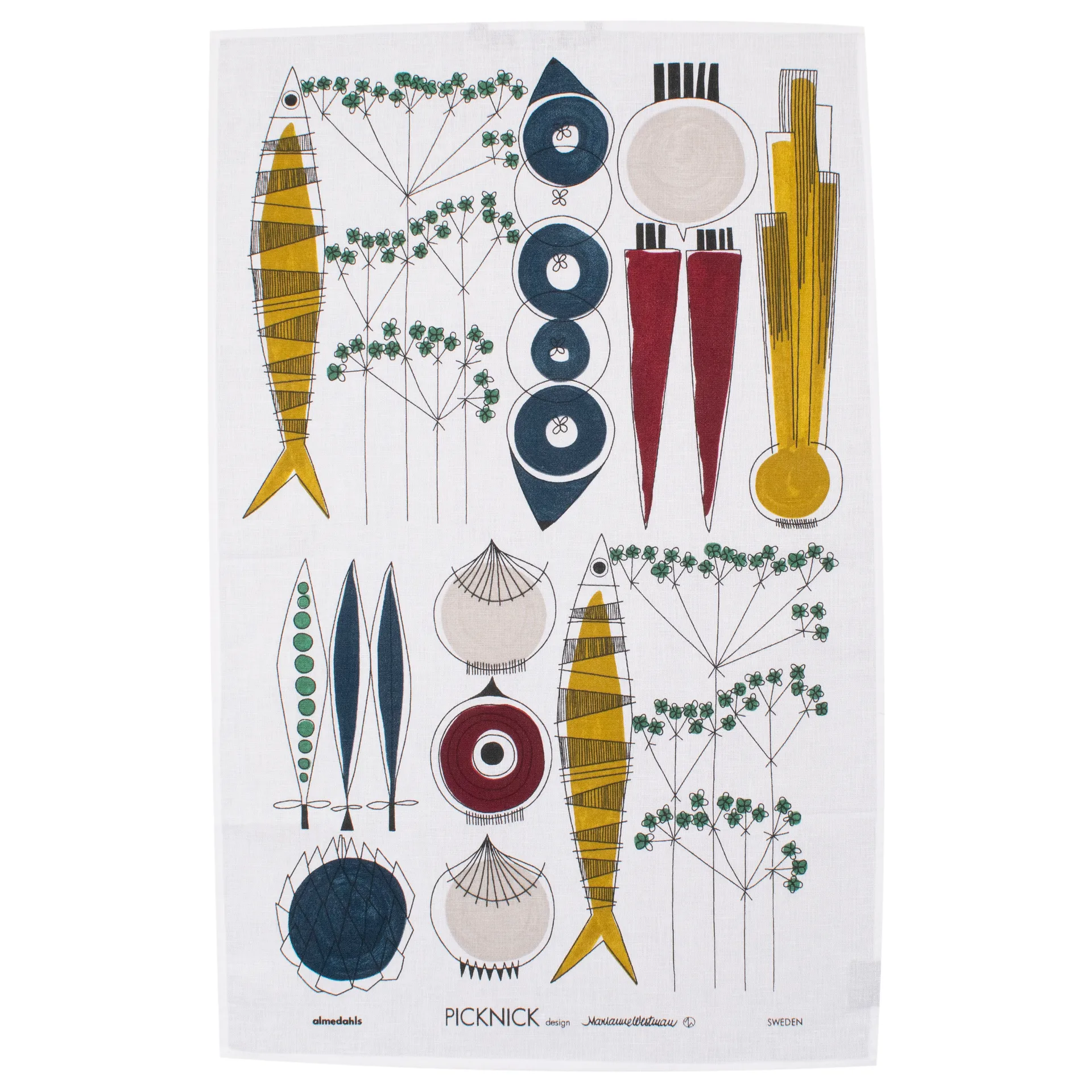 Picknick keittiöpyyhe, Sininen-multi Almedahls