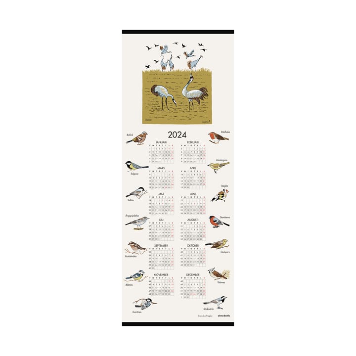 Ruotsalaiset linnut -kalenteri 2024, 35 x 90 cm Almedahls