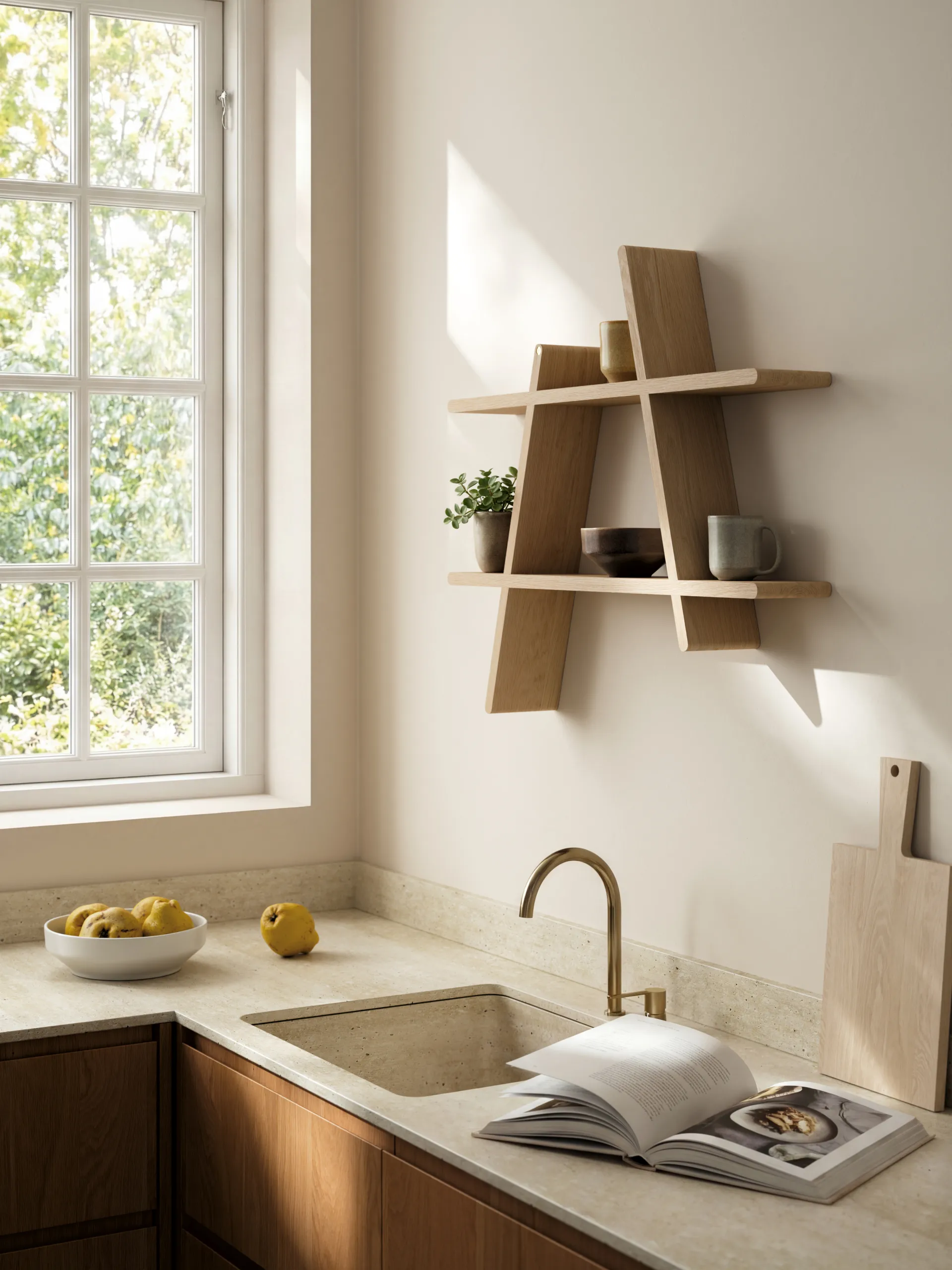 A-Shelf seinähylly Large 78x12x67 cm, Oak Andersen Furniture