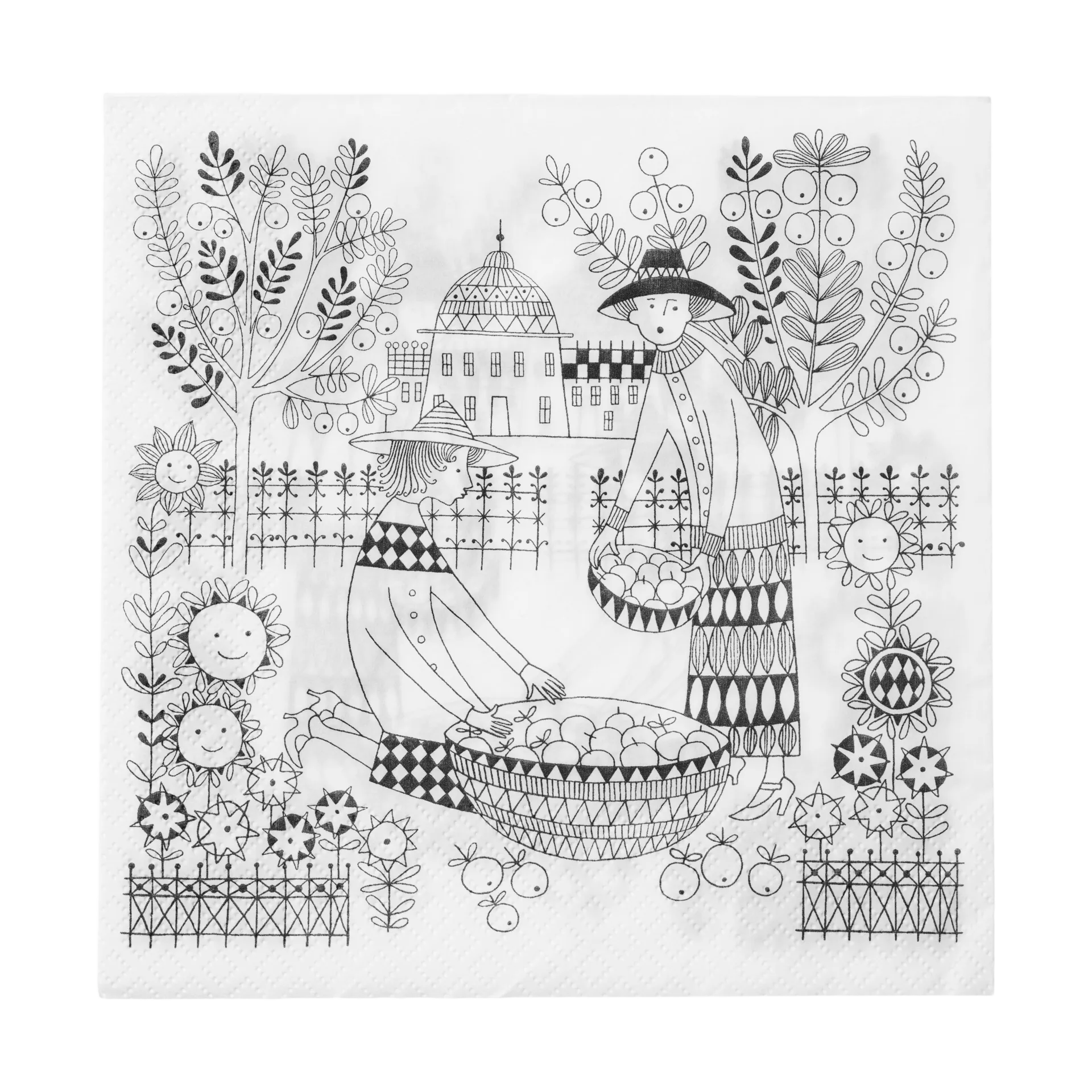 Emilia paperinen lautasliina 33x33 cm 20-pack, Musta-valkoinen Arabia