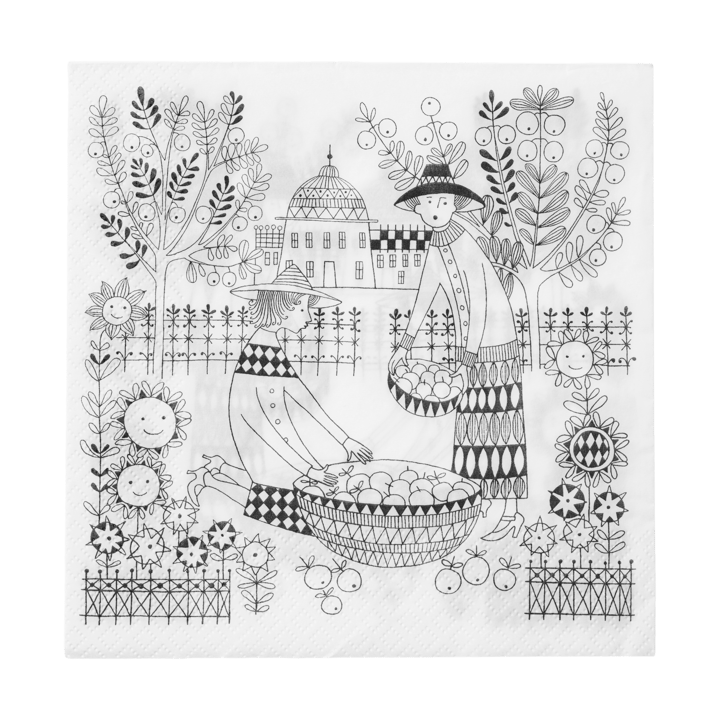 Emilia paperinen lautasliina 33x33 cm 20-pack - Musta-valkoinen - Arabia