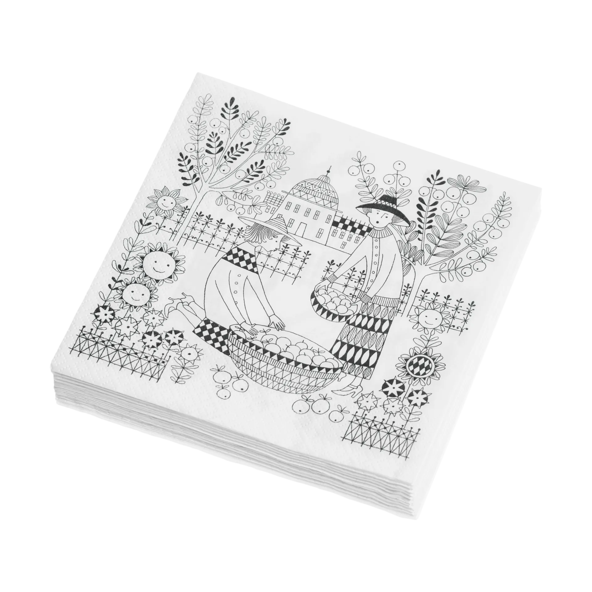 Emilia paperinen lautasliina 33x33 cm 20-pack, Musta-valkoinen Arabia
