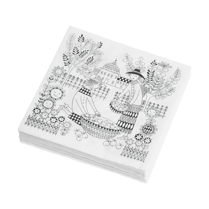 Emilia paperinen lautasliina 33x33 cm 20-pack, Musta-valkoinen Arabia