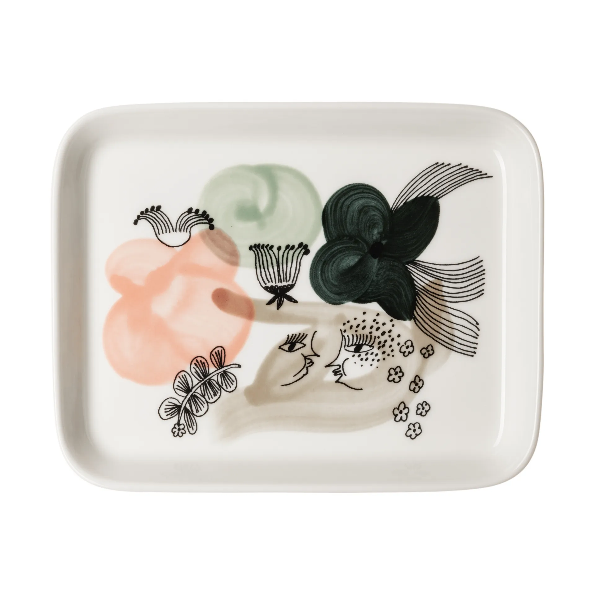 Kukkamaa lautanen 15x19 cm., Vihreä Arabia