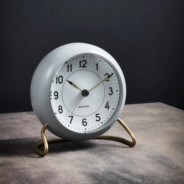 AJ Station pöytäkello 12 cm, harmaa-valkoinen Arne Jacobsen Clocks