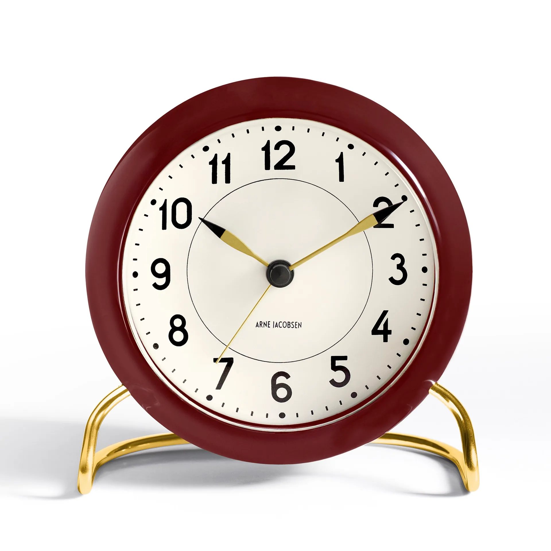 AJ Station viininpunainen pöytäkello, viininpunainen Arne Jacobsen Clocks