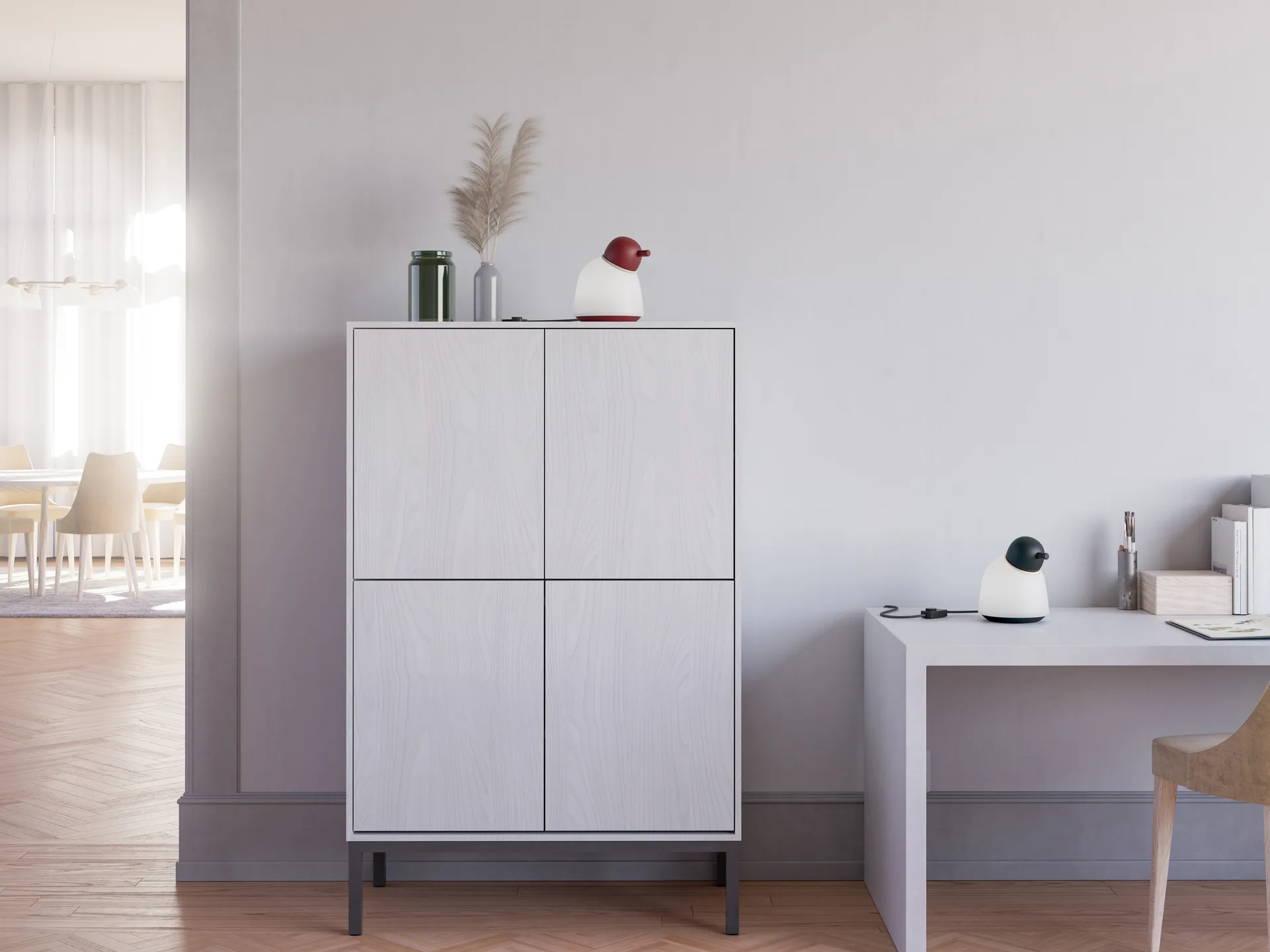 Bird pöytälamppu 21,5 cm, Tummanpunainen-hiekka-opaalilasi Belid