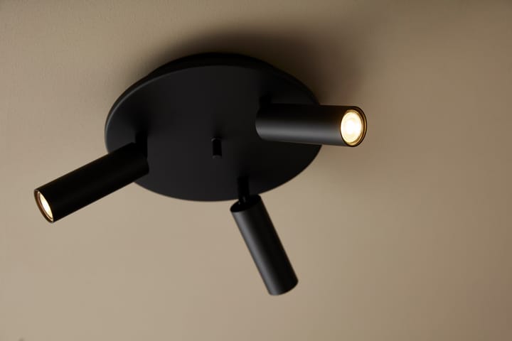 Cato Slim pyöreä kattospotlight 3 lampulle, Mattamusta-LED Belid