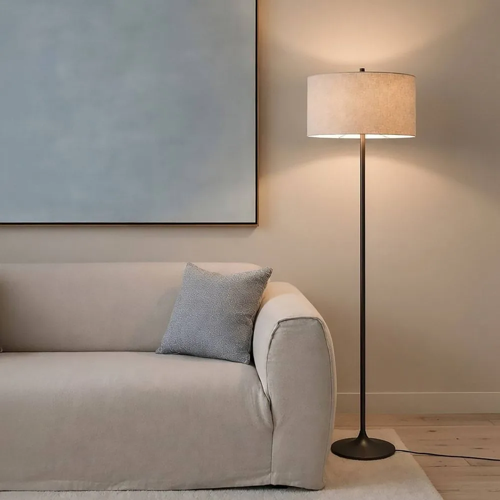 Soft lattiavalaisin, Pellava luonnonvärinen-metallic bronze, Ø44x149,5 cm Belid