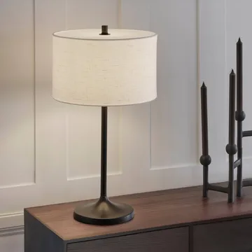 Soft pöytälamppu - Pellava valkoinen-metallic bronze, Ø34x64 cm - Belid