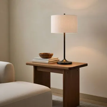 Soft pöytälamppu - Pellava valkoinen-metallic bronze, Ø34x64 cm - Belid