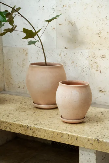 Delphi ruukku aluslautasella 2 osaa - Rosa, Ø26 cm - Bergs Potter