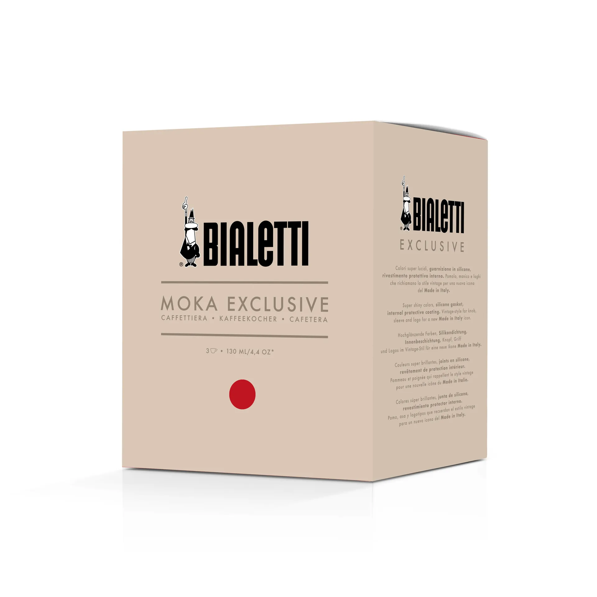 Bialetti exclusive mokkakeitin, Punainen, 3 kuppia Bialetti