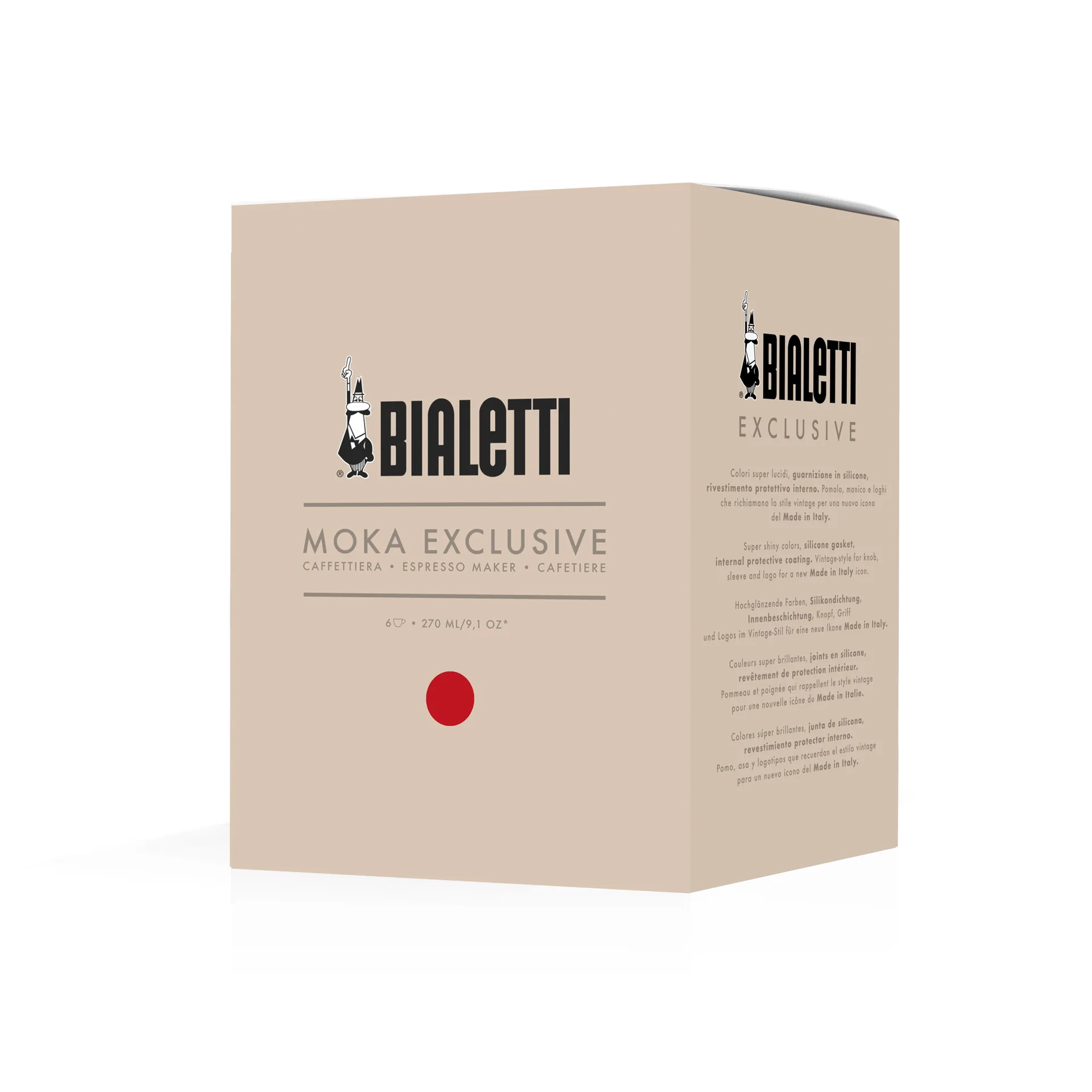 Bialetti exclusive mokkakeitin, Punainen, 6 kuppia Bialetti