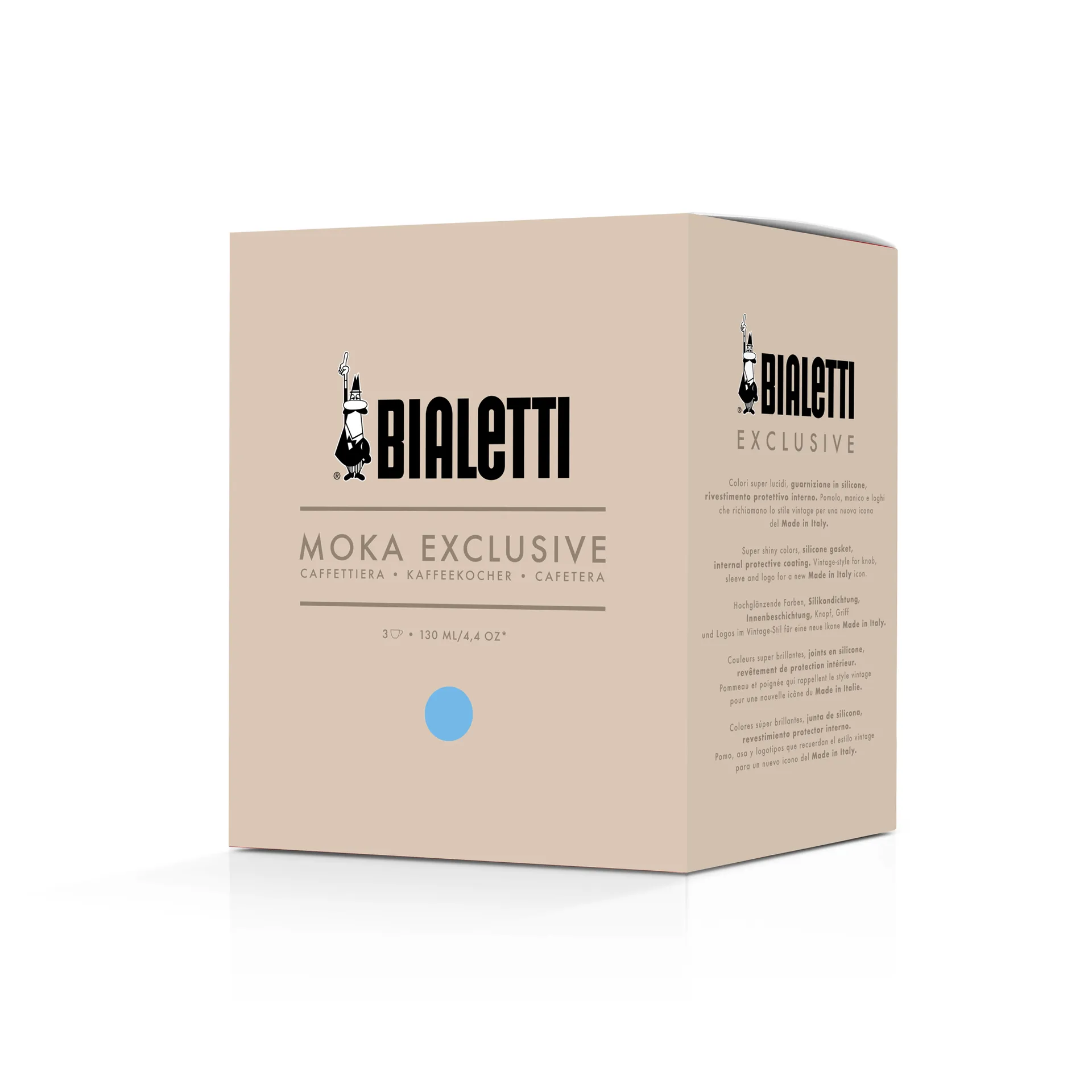 Bialetti exclusive mokkakeitin, Vaaleansininen, 3 kuppia Bialetti
