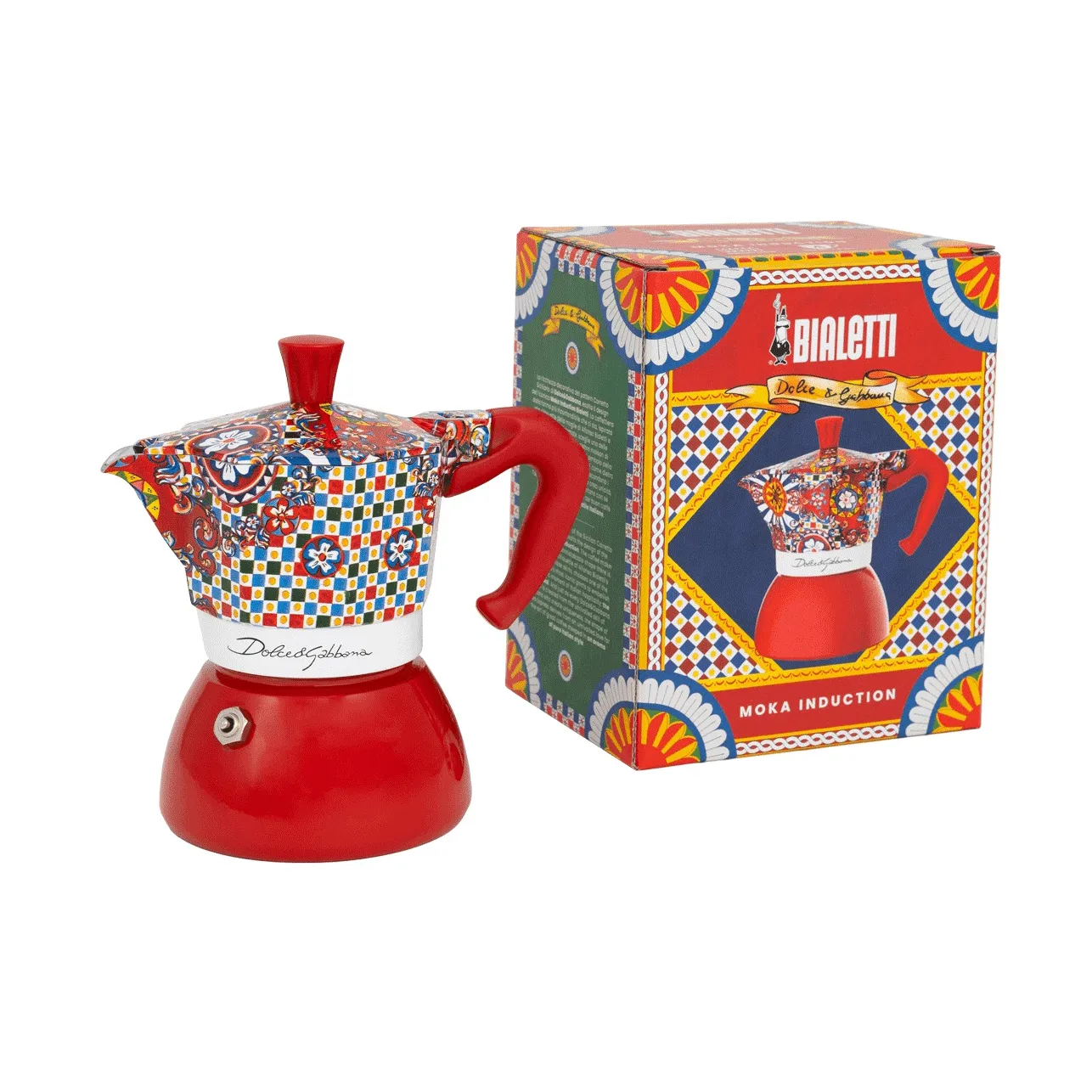 Bialetti x Dolce & Gabbana mokkakeitin induktiolle, Sisilialainen vaunu, 4 kuppia Bialetti