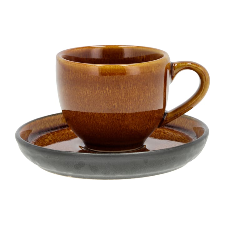 Bitz espressokuppi aluslautasella 7 cl - Meripihka-musta - Bitz