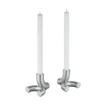 Doodle kynttilänjalka 2-pack - Matt harjattu ruostumaton teräs - blomus