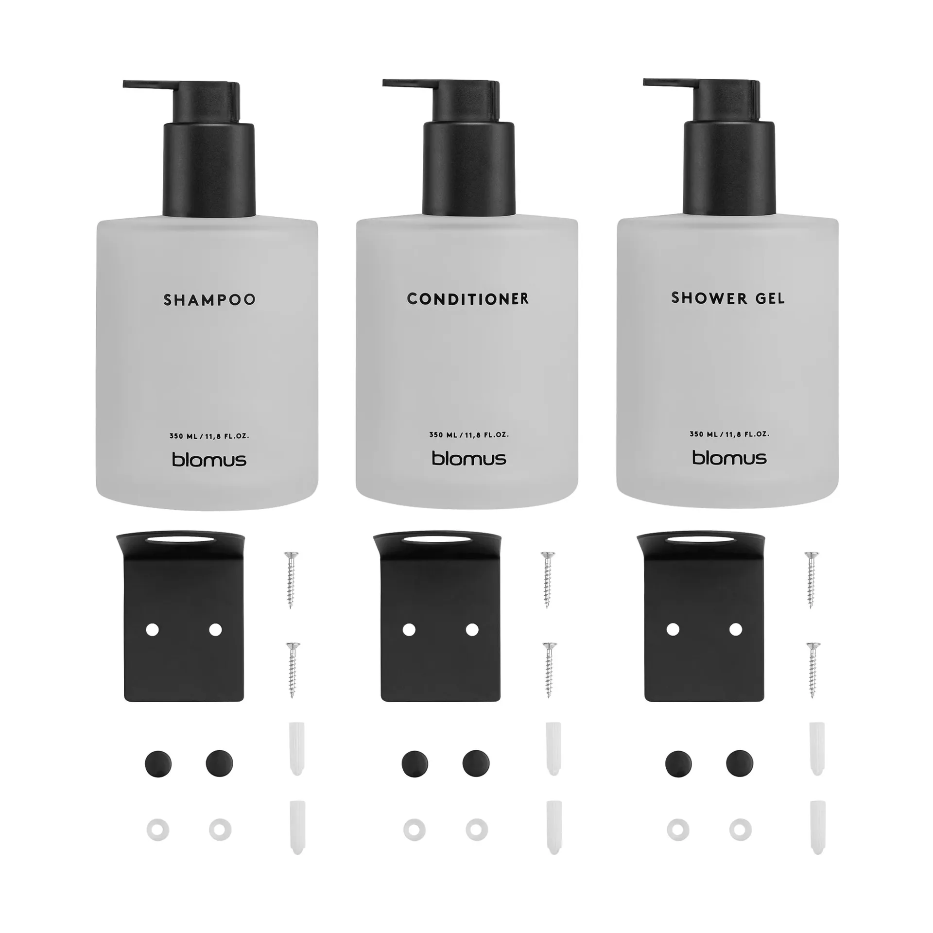 Kirei lasipullot seinätelineellä 3-pack, Valkoinen, kiinnitetään ruuveilla blomus