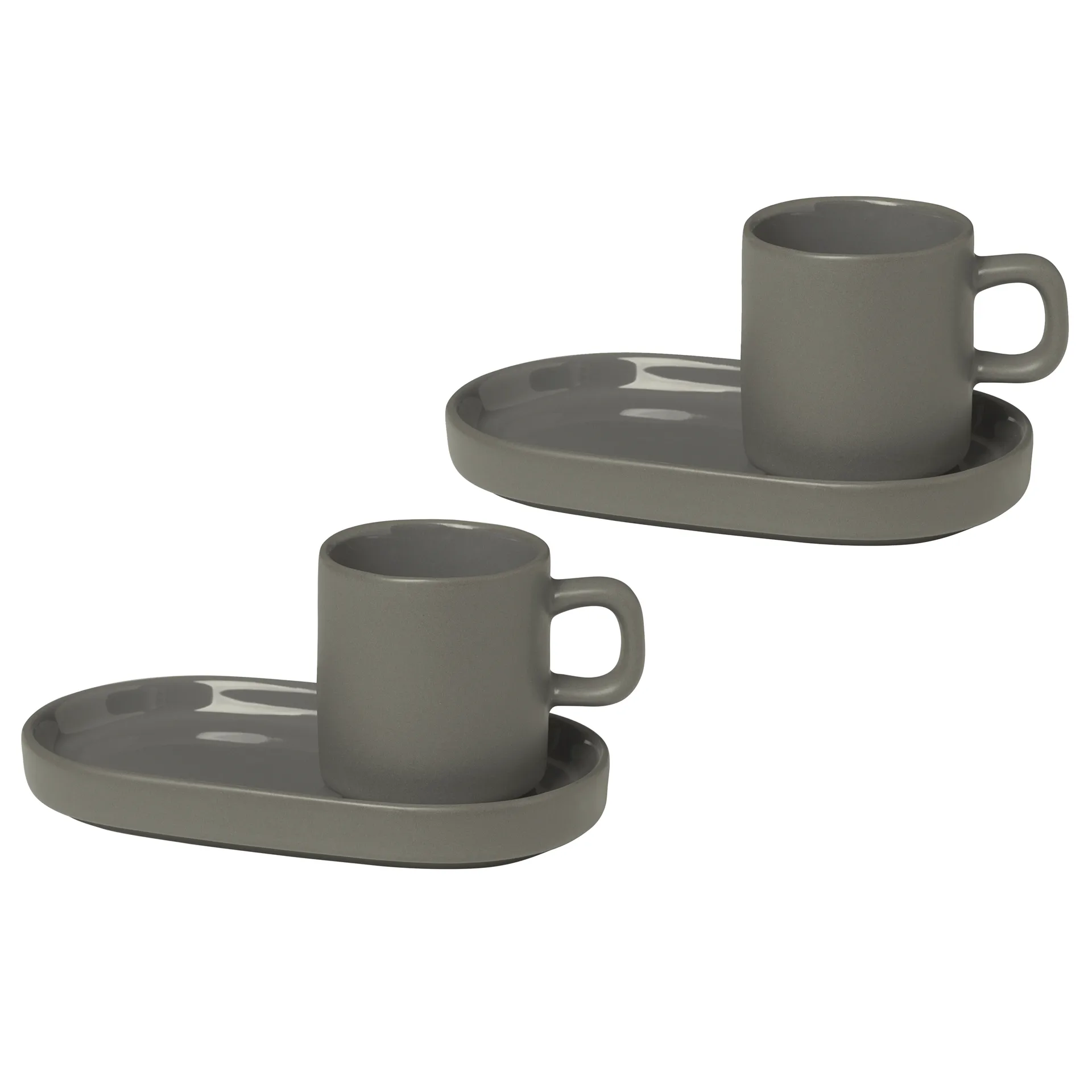 Pilar-espressokuppi ja lautanen 2-pack, Pewter blomus