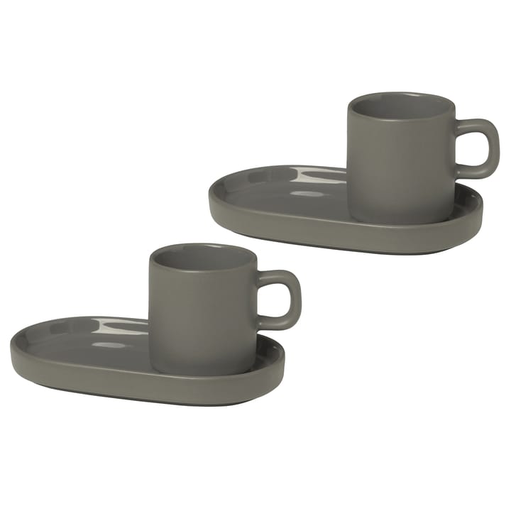 Pilar-espressokuppi ja lautanen 2-pack - Pewter - Blomus