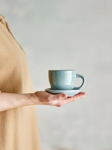 Brenta muki ja aluslautanen 4-pack - Sininen - Bloomingville