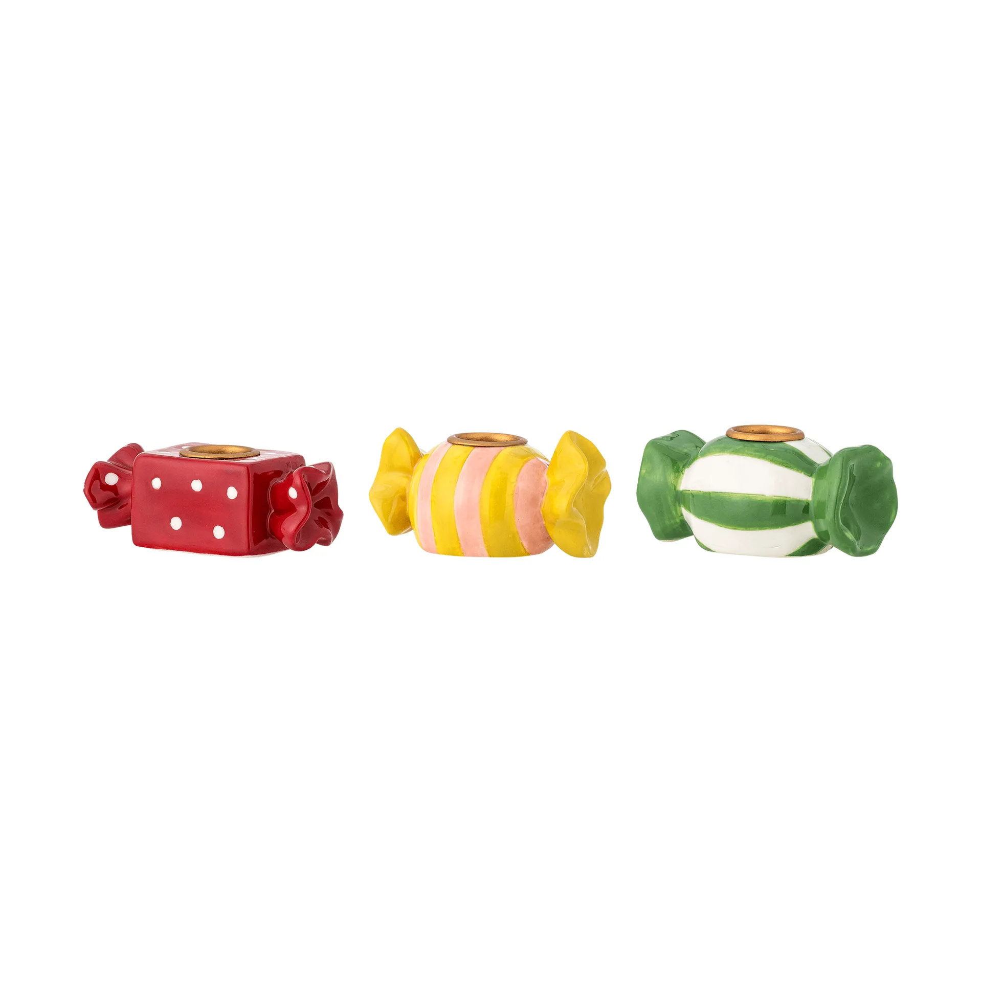 Leiano kynttilänjalka, Keltainen‑punainen‑vihreä, 3 osaa, 10 cm Bloomingville