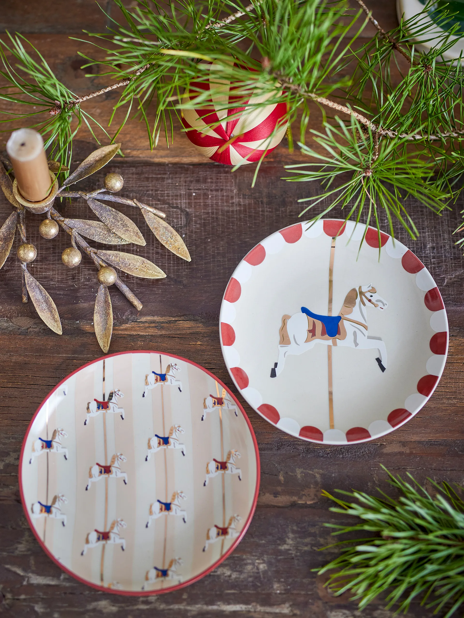 Merry-go-round lautanen Ø16 cm 2 osaa, Beige-punainen Bloomingville