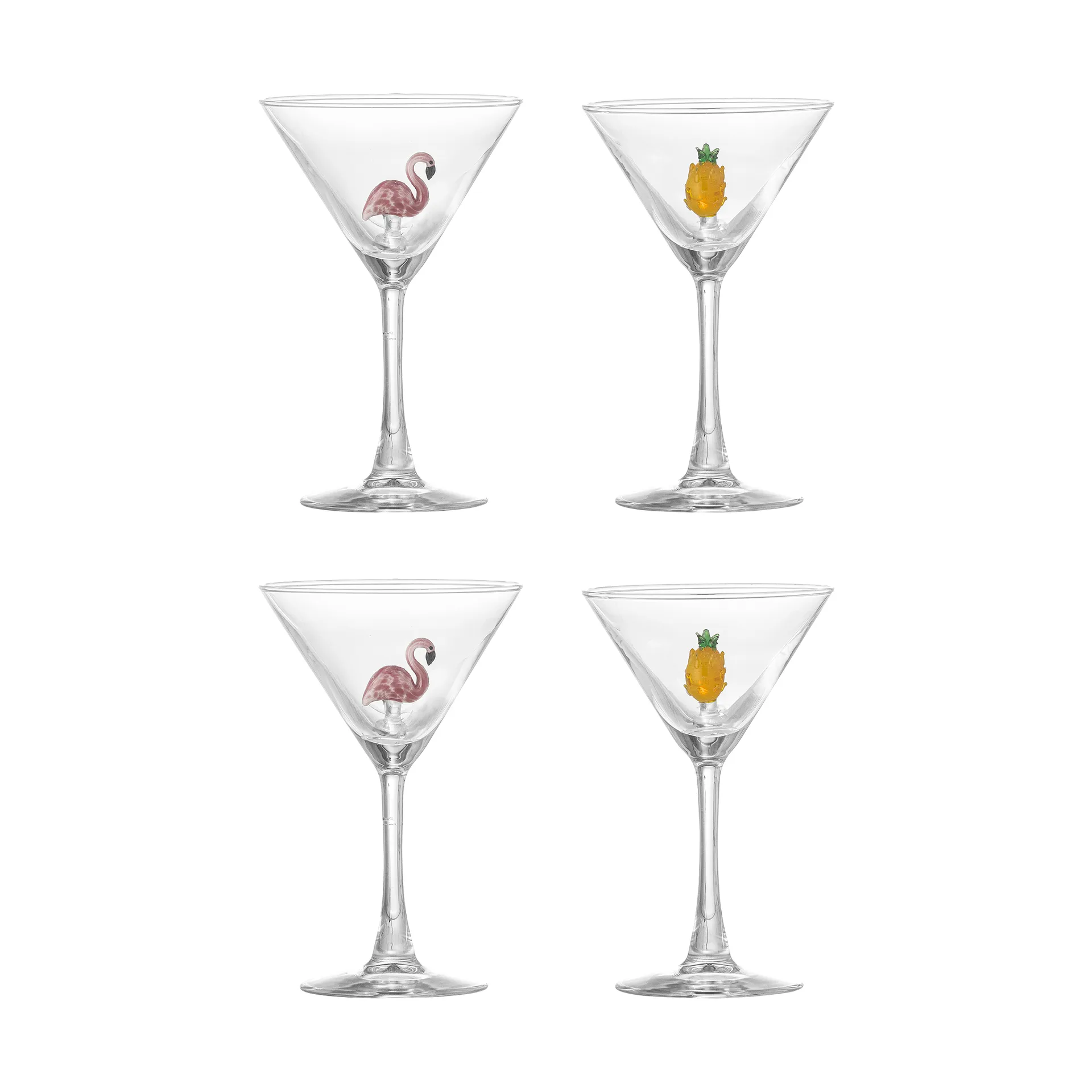 Misa cocktail-lasi 17 cl 4 osaa, Clear-flamingo, clear-pineapple Bloomingville