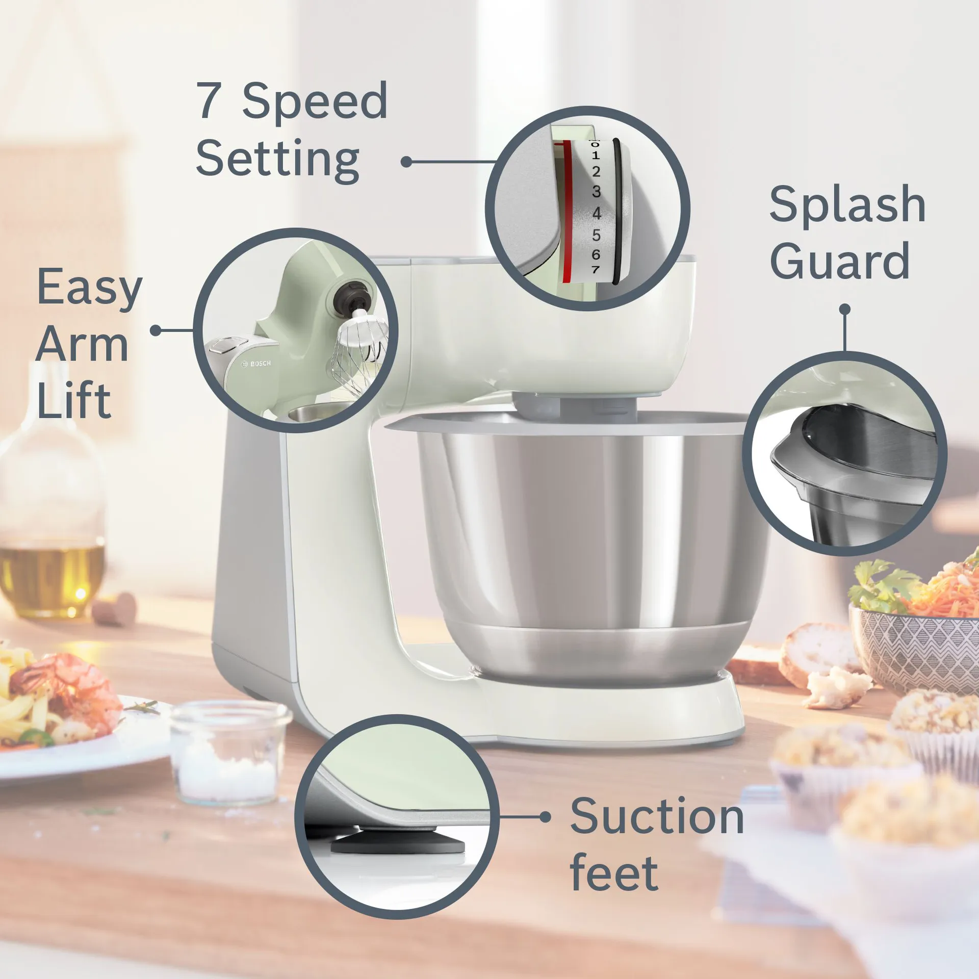 Bosch Serie 4 MUM 5 yleiskone 1000W, Harmaa-hopea Bosch
